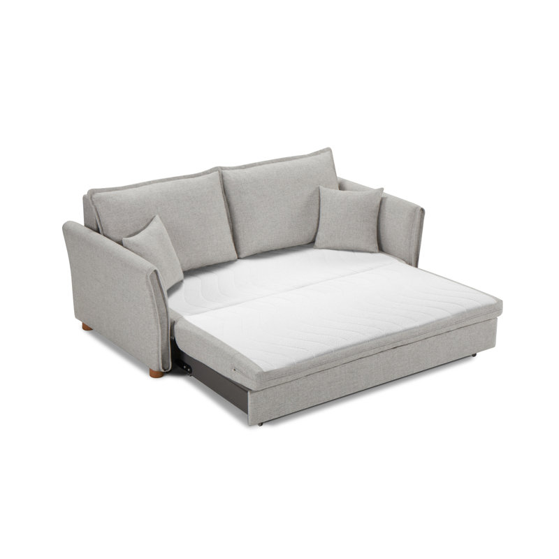 Canapé modulaire en chenille gris avec compartiments de rangement pratiques