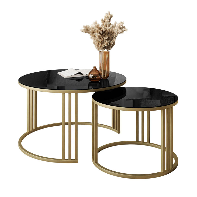 Callan Frame Coffee Table, Black Glass