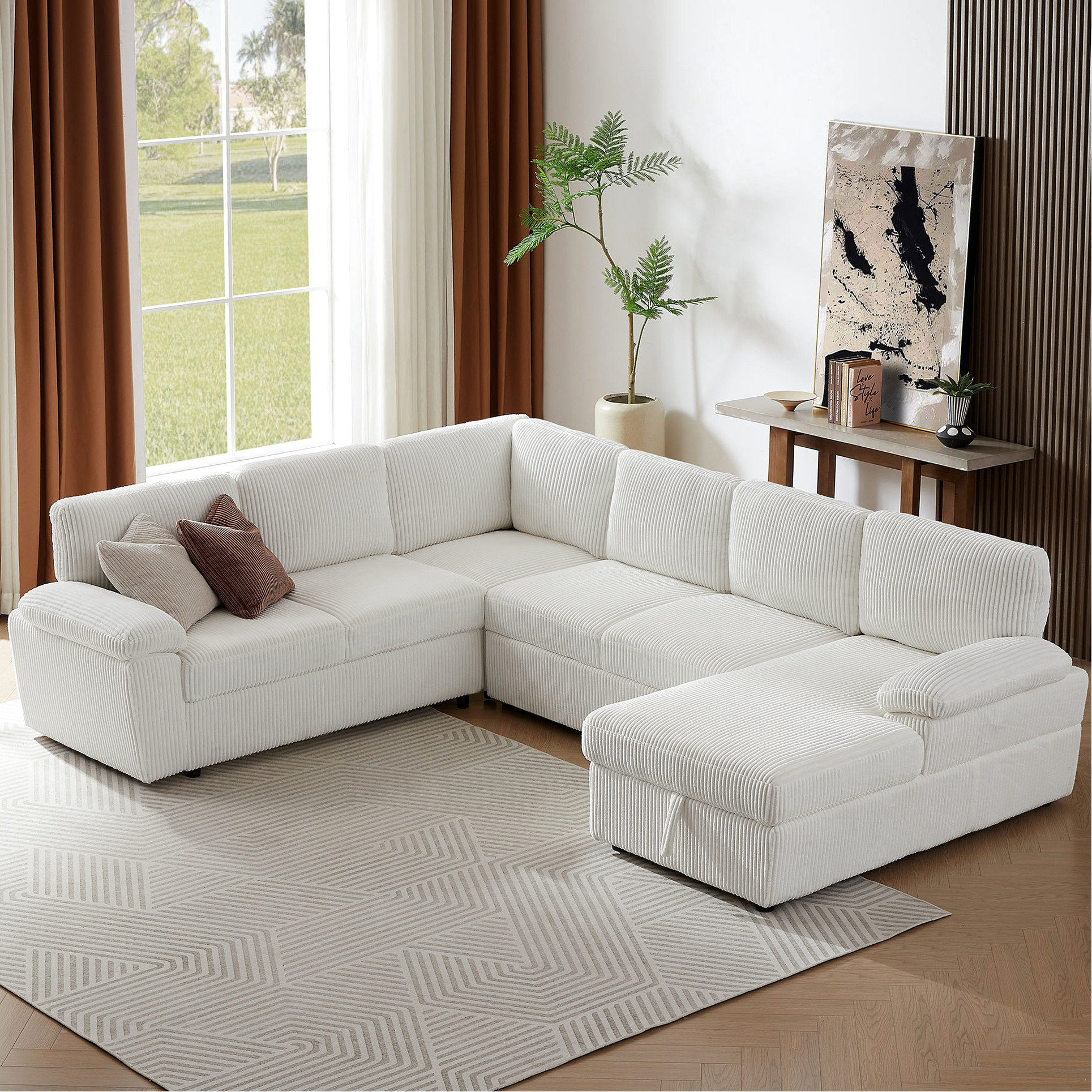 Latitude Run® Modular Sectional For Bedroom - Corduroy Upholstery Deep ...