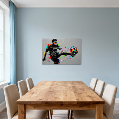 Joueur de soccer coloré en action avec ballon