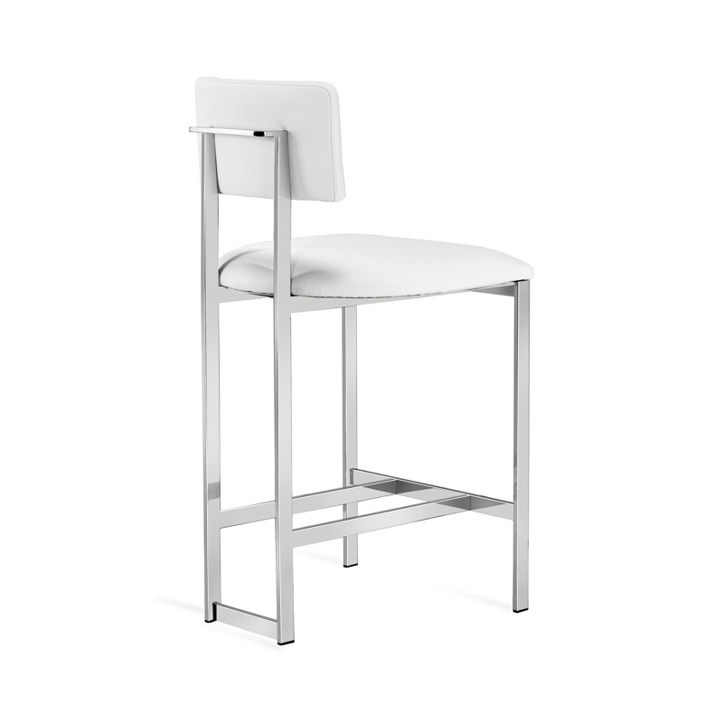 Landon Upholstered Stool with Metal Frame, Counter Stool (26" Seat Height), Antique Bronze, Cream Latte