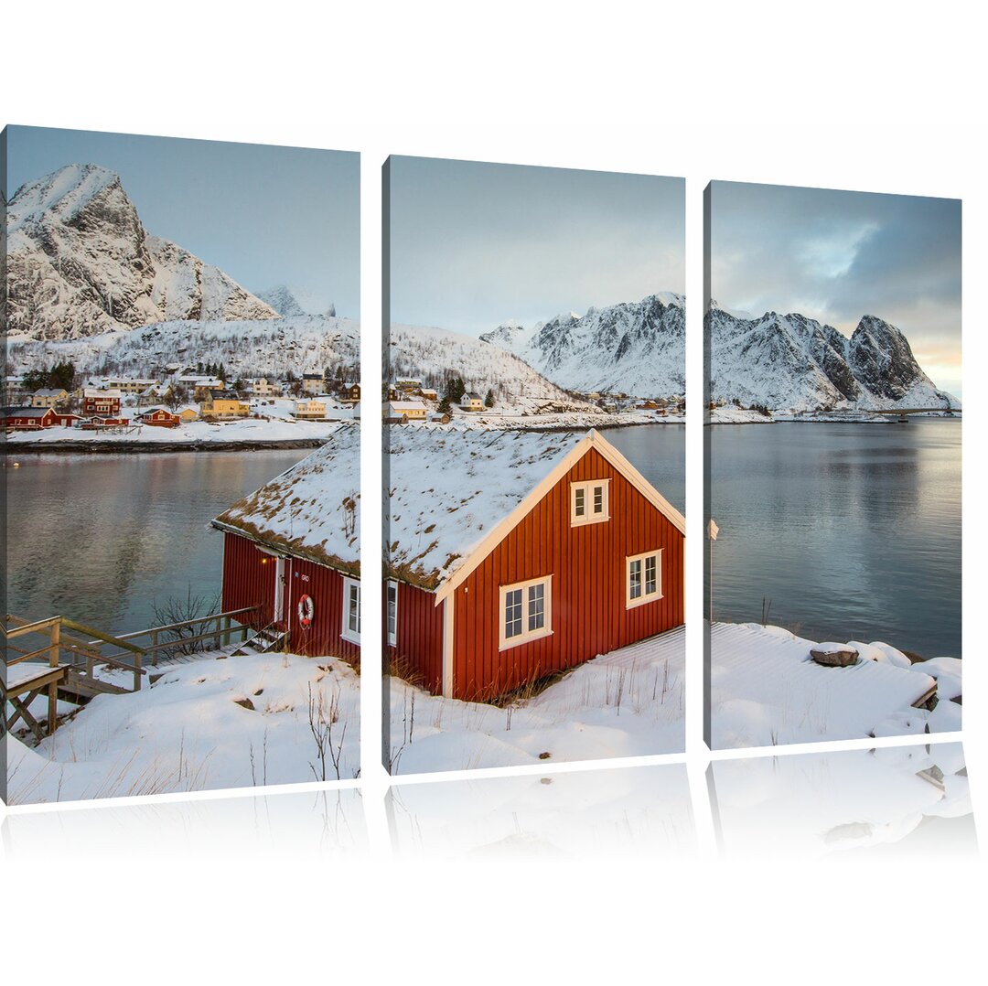 3-tlg. Leinwandbilder-Set Fischerhaus an den Lofoten Inseln, Fotodruck