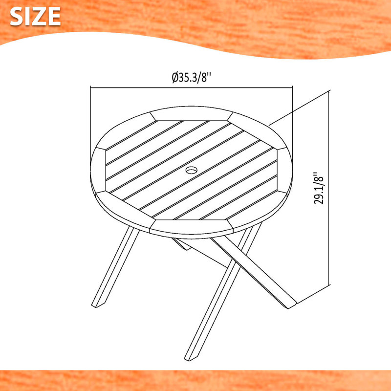 Ensemble repas en bois d'eucalyptus avec table ronde 3 pièces Anautica - Amazonie