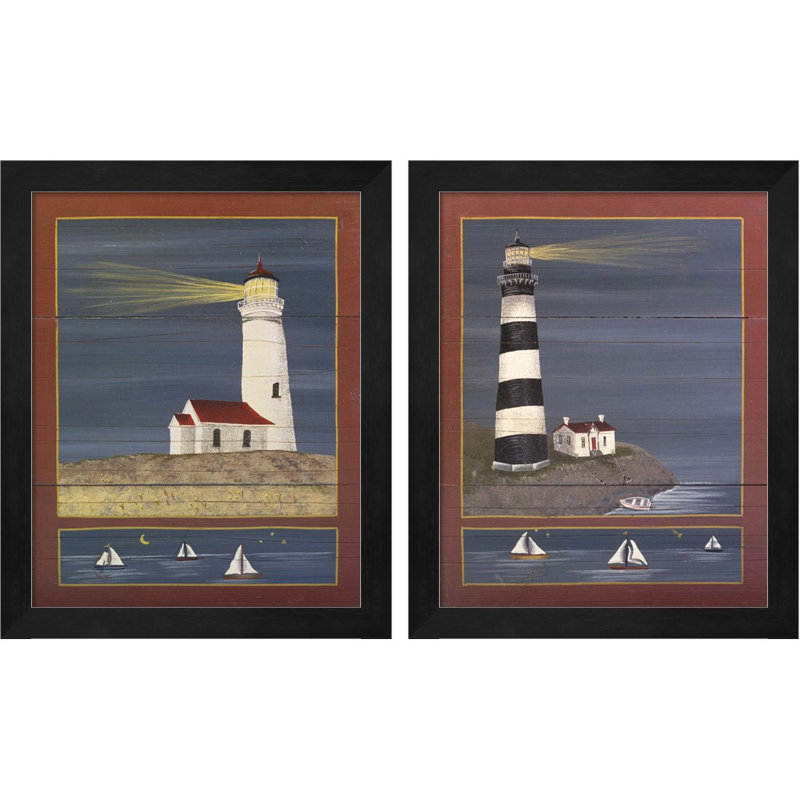 Phare par Susan Clickner, art encadré (ensemble de 2)