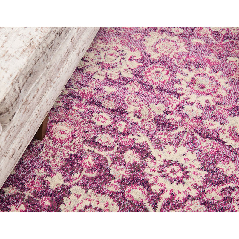 Tapis mauve / ivoire à motif abstrait Kalf, Rectangle 2 pi 2 po x 3 pi
