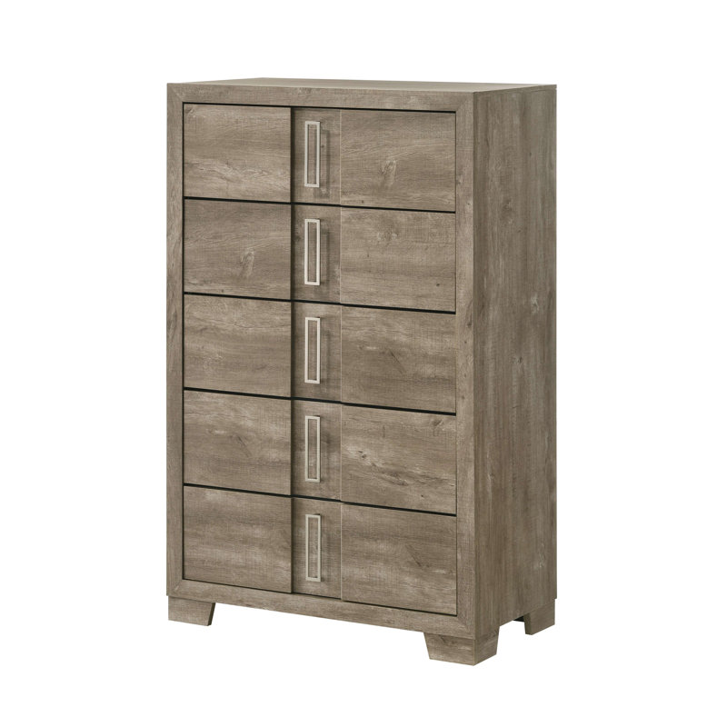 Commode 5 tiroirs brun clair