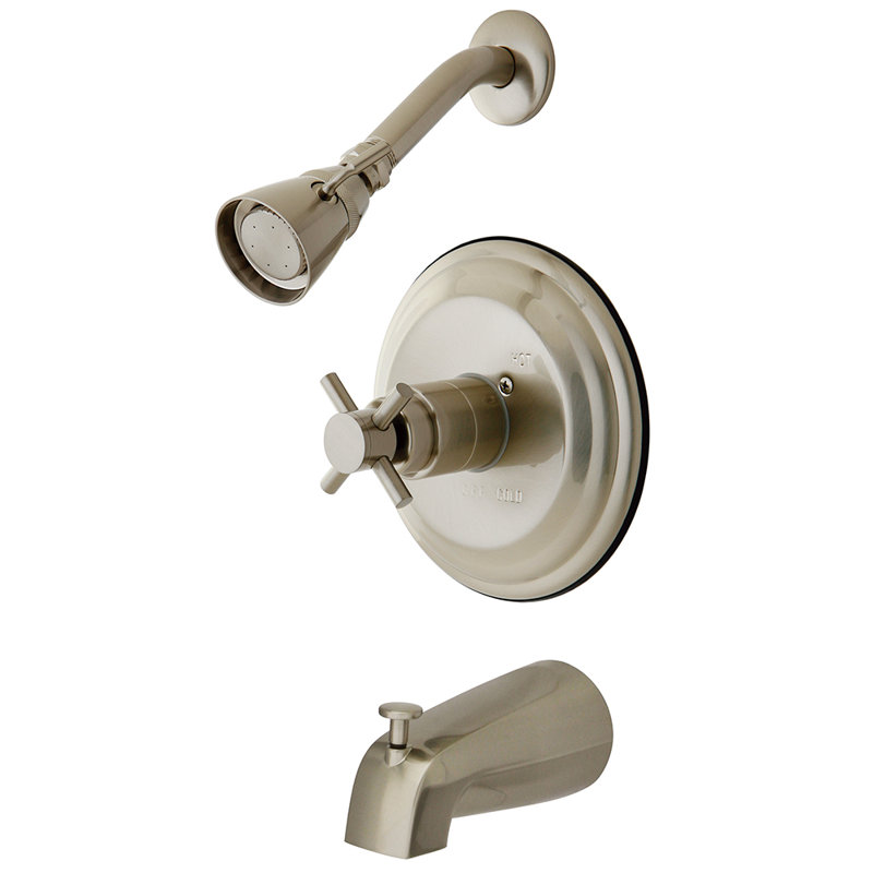 Robinet de baignoire et douche à pression équilibrée à poignée simple Kingston Brass Concord, Nickel brossé