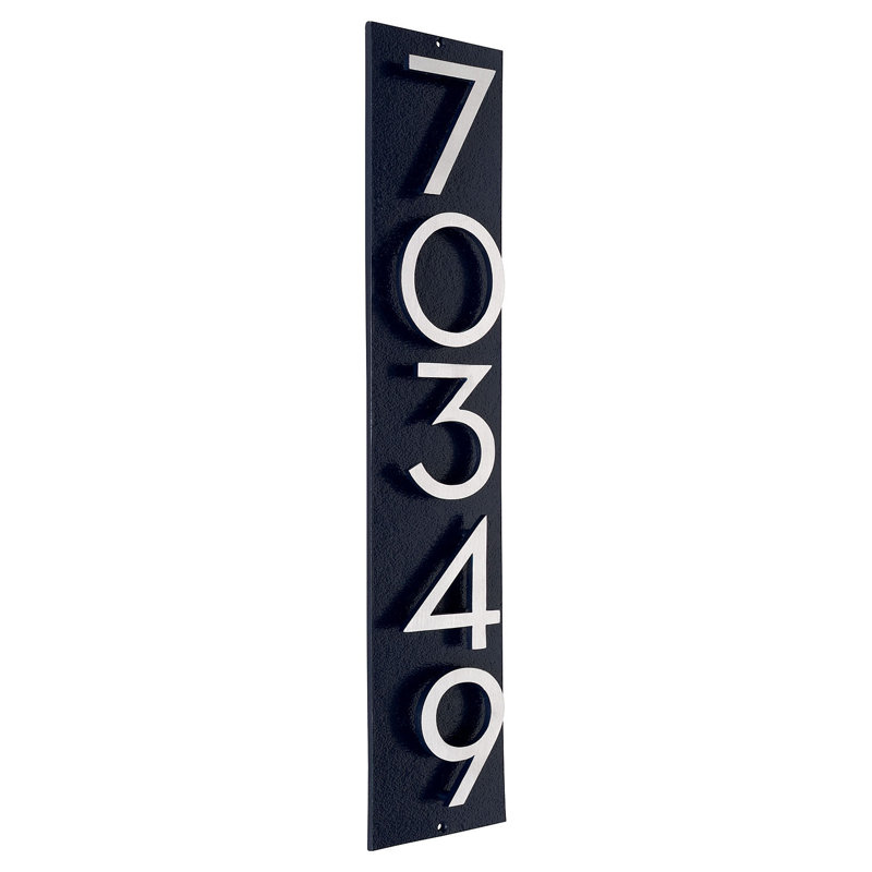Plaque d'adresse verticale flottante de 6 po, Bleu marine / deux tons, Oui