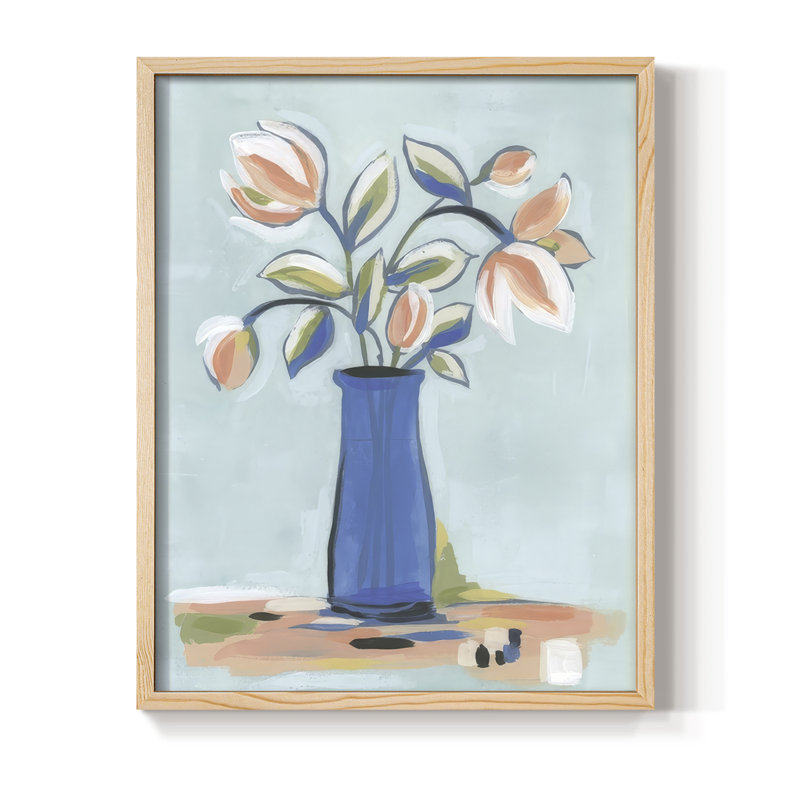 «Botanica Bouquet I», reproduction encadrée - bois massif, H 30 po x l 24 po, Naturel