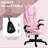 All Day Comfortable Office Chair In Pink, 6 Point Vibrating Massage, Heat, Reclining , Armrest Padding Pink Massage With High Back Soft Fabric, Padded
