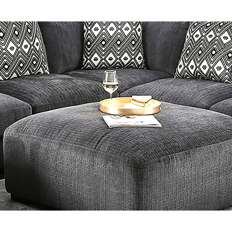 Carré gris contemporain avec mousse à mémoire de forme, conception modulaire et pieds fuselés, l 43 po x l 21 po, H 21 po, en chenille de bois massif avec revêtement de couleur