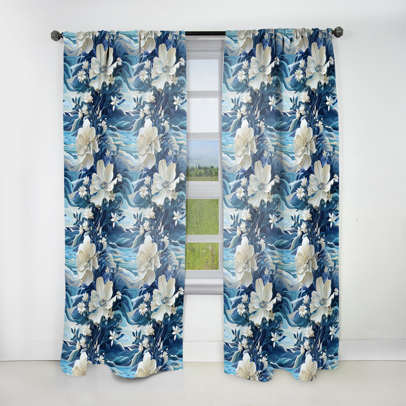Oceanic Dreamscape Tropical Motif IV - Rideau Tropical - Velours obscurcissant - 1 panneau, L 52 po x L 84 po