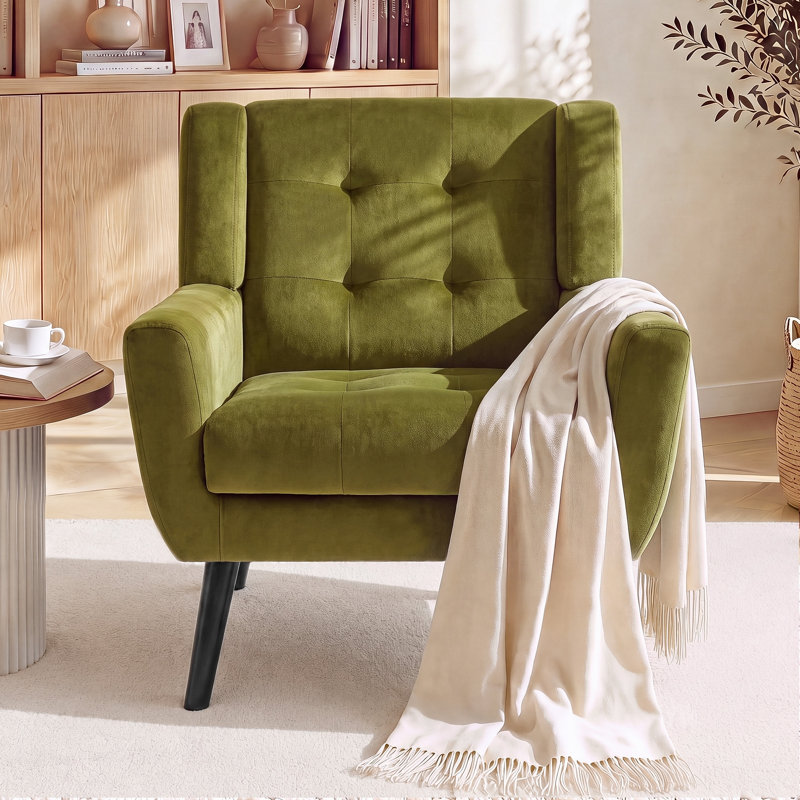 Fauteuil d'appoint Bolanle, Velours vert
