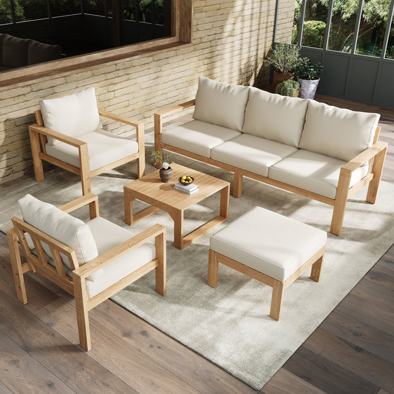 6 - Person Acacia Wood Garden Lounge Set & Coffee Table
