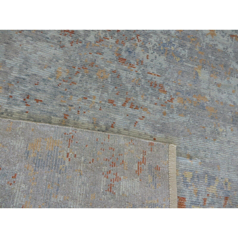Tapis de la surface en soie 8'11" x 12" one-of-kind à la main noué la brown
