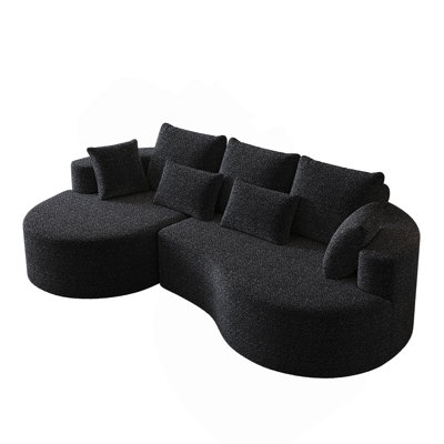 Modern Upholstered Oversized Sectional Sofa, 105-Inch Chenille 4-Seater Extra Deep & Wide Seat Curved Cloud Couch With 7 Pillows, Free Combination Sofa Couch For Living Room,Bedroom