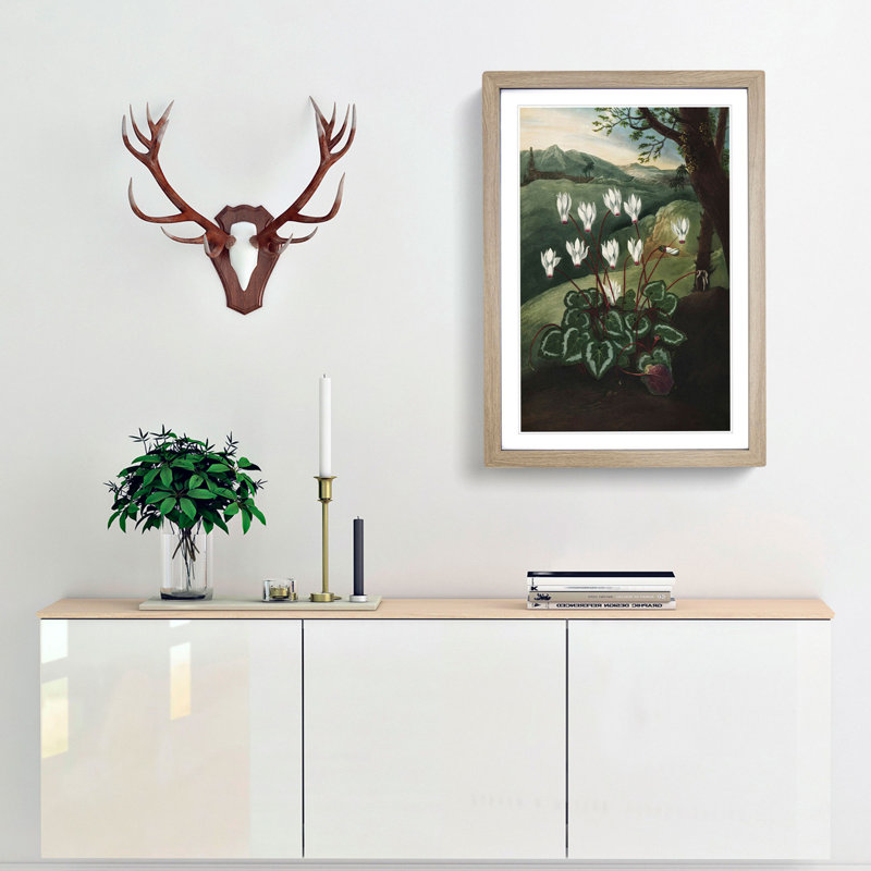 The Persian Cyclamen by R.J. Thornton - Picture Frame Painting Print, 48cm H x 36cm W x 2cm D, Oak Framed