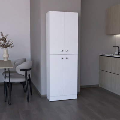 Garde-manger H 71 po, 4 portes, 5 tablettes réglables, blanc