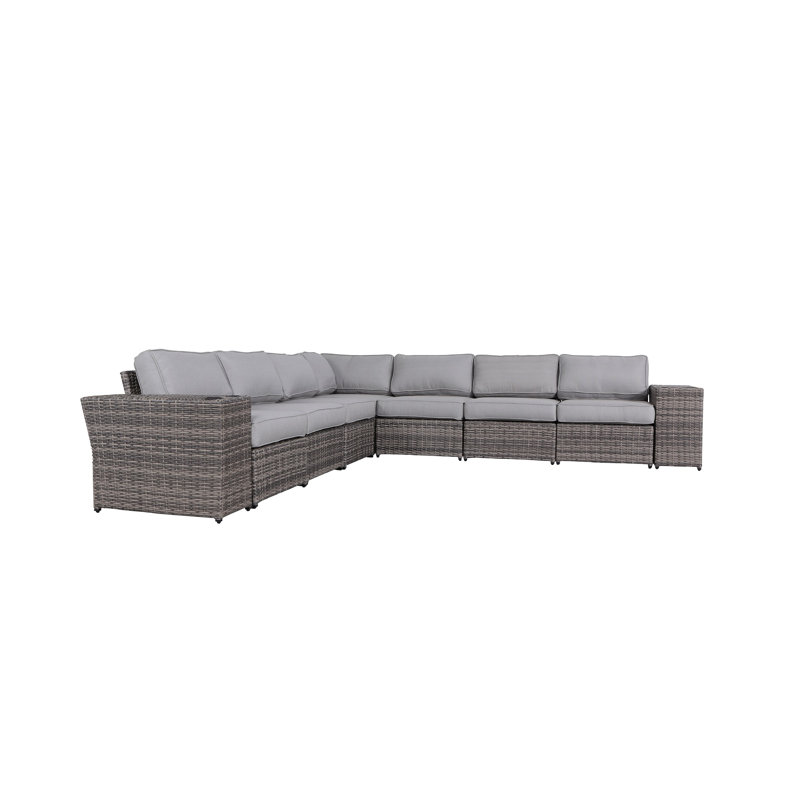 Ensemble de conversation modulaire 9 pièces avec coussins Biles, Mélange de gris