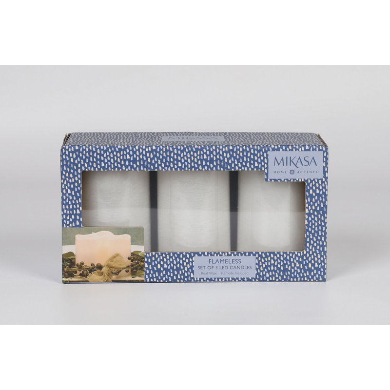Wavy Top LED Unscented Wax Flickering LED Pillar Candles
