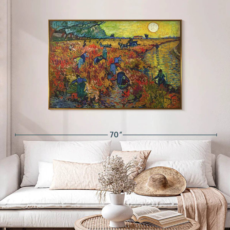Vignes rouges à Arles, 46 po x 31 po, Cadre flottant doré