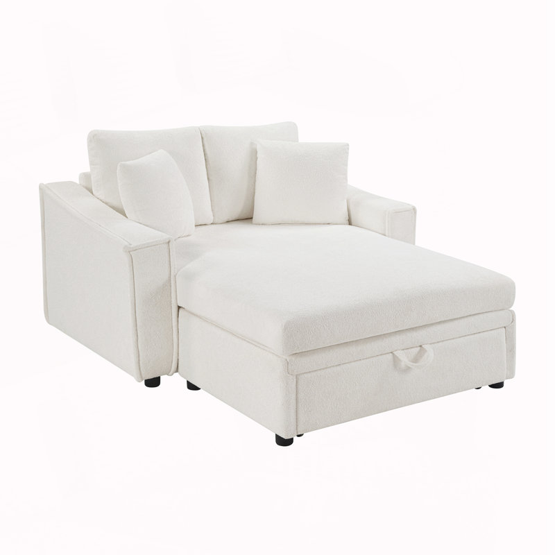 Canapé-lit avec coussins et espace de rangement caché, Beige