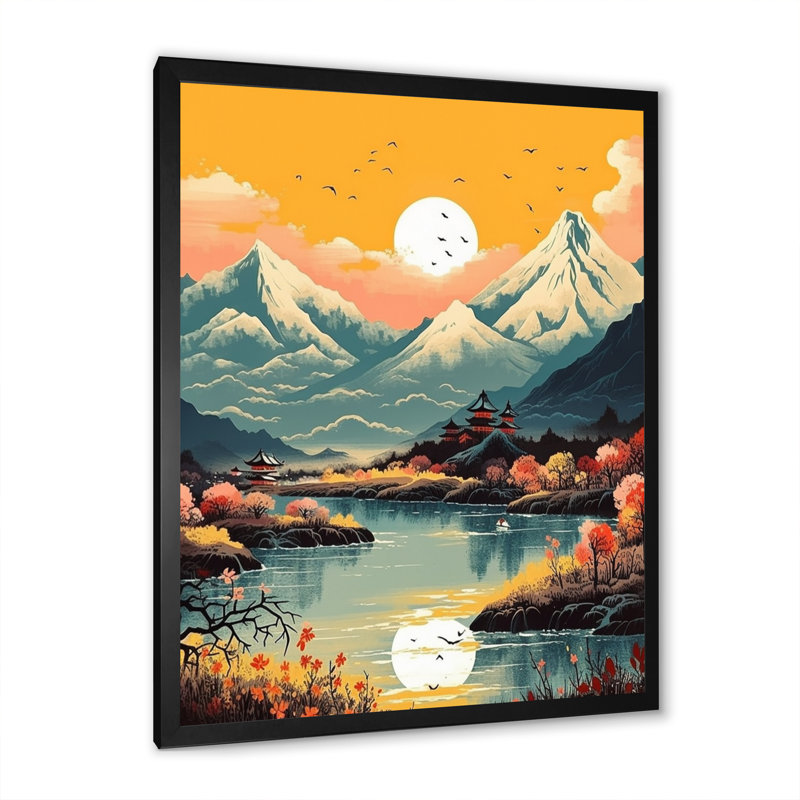 «Snow Covered Mountain Peaks IV», reproduction d'art sur toile, Cadre photo noir, H 20 po x l 12 po x P 1 po