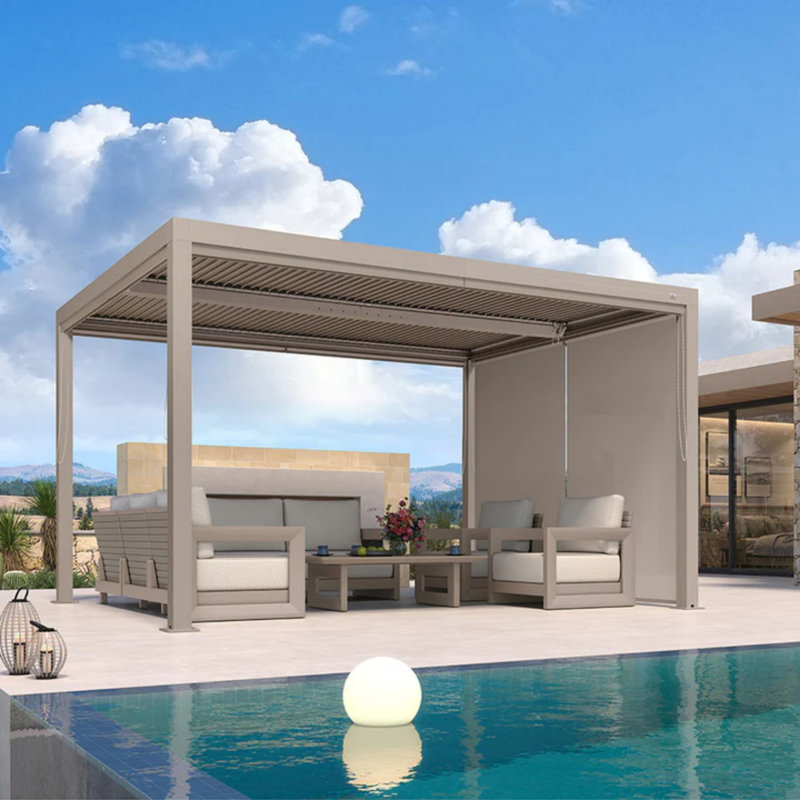 Accessoire de pergola mauve à persiennes mauve 10 pi champagne, pergola non incluse, 90.2" H x 183.07" W x 4.33" D