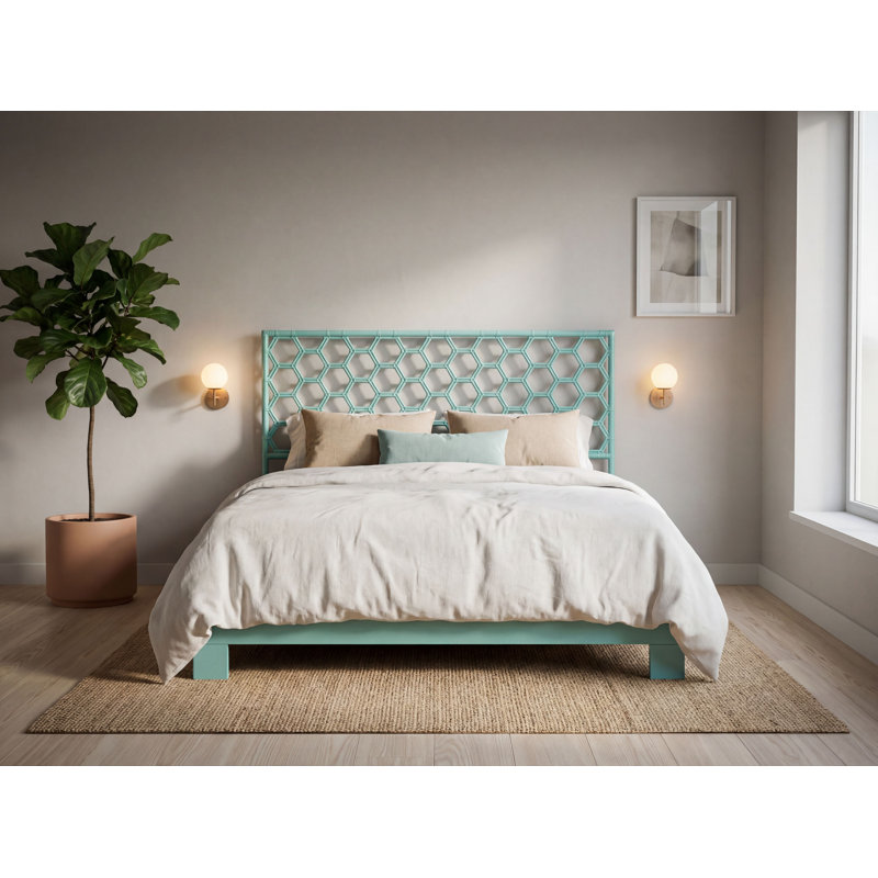 Honeycomb Open-Frame Headboard, White, King
