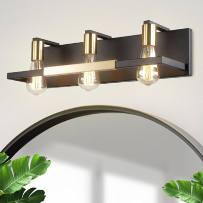 Luminaires de salle de bain rustiques au-dessus d'un miroir, lumières de meuble-lavabo noir mat, luminaires muraux rétro 3 lumières, éclairage mural de cuisine industrielle