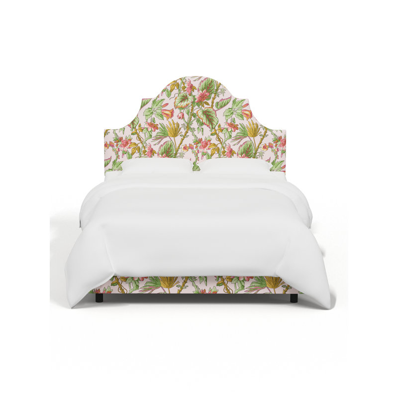 Red from Scalamandre Crafted by Cloth & Company Geneva Bed in Pattern, Scm Tropical Floral Blush Linen, California King