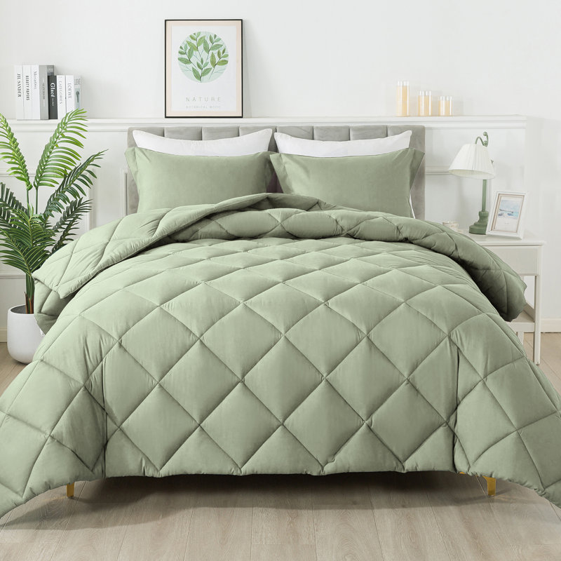 Diamond lattice three-piece Comforter Set, California King Comforter + 2 King Shams, Teal