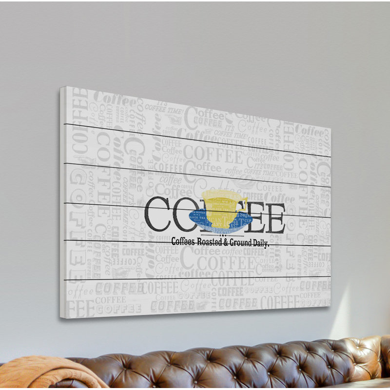 Café café-impression d’art textuel sur bois sans cadre, H 30 po x l 45 po x 1,5 po