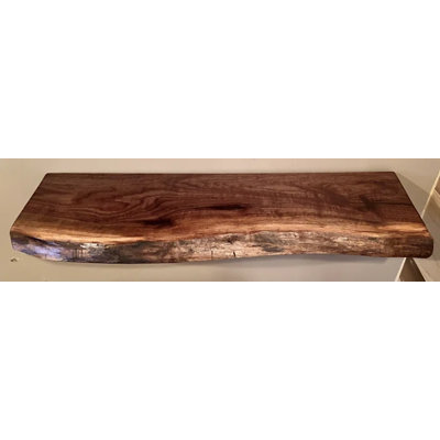 Custom Narrow Live Edge Walnut Wood Rustic Floating Wall Shelves - Premium Hardwood Live Edge Floating Shelves
