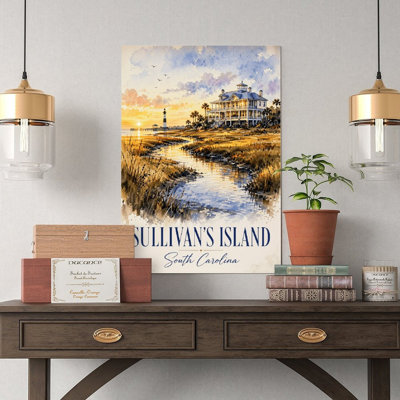 Canvas Wall Art Sullivans Island South Carolina Coastal Art Print Vintage Poster Print Home Decor