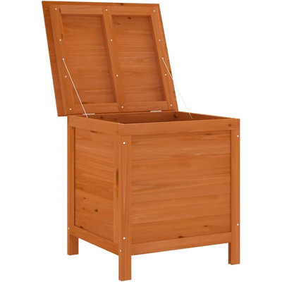 Boîte de rangement de patio en bois de sapin massif - Organisateur extérieur brun pour outils et coussins de jardin avec fond ventilé