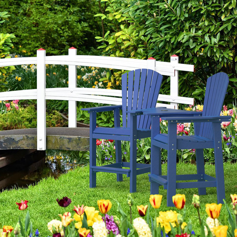 Vevey Patio Stools Adirondack Arm - Outdoor Bar Chairs HDPE