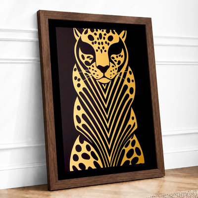 Geometric Leopard Art Deco 1 Piece Single Picture Frame Wall Art