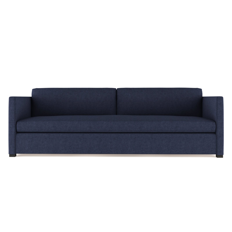 Madison Sofa, Plush Velvet Blue Print, 33" H x 108" W x 41" D, Dark Brown