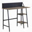 Bureau d'écriture rustique en chêne et noir à 2 tablettes avec base en forme de H
