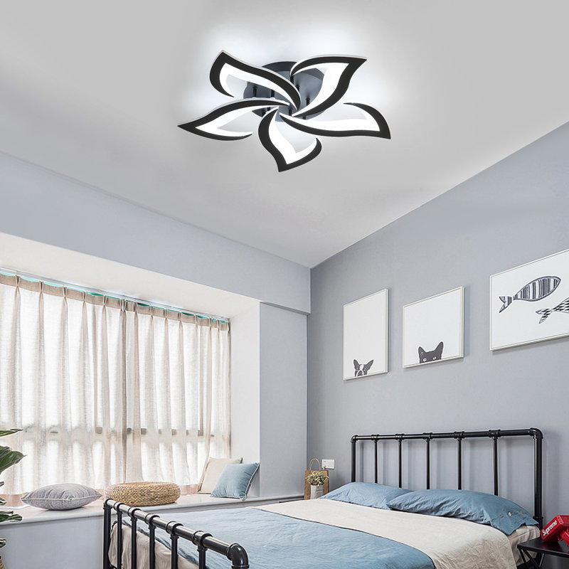 Rachna 5-head 60cm LED Integrated Semi Flush Mount Ceiling Light, Black, 6000K
