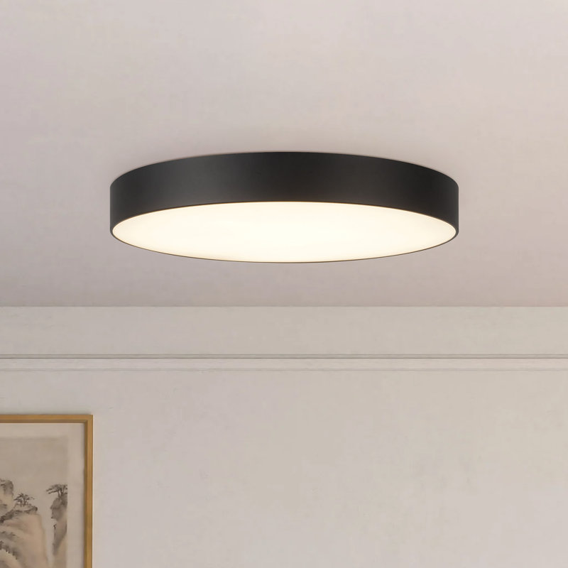 Cherylene 11-in Black dimmable LED Flush Mount, Matte Black