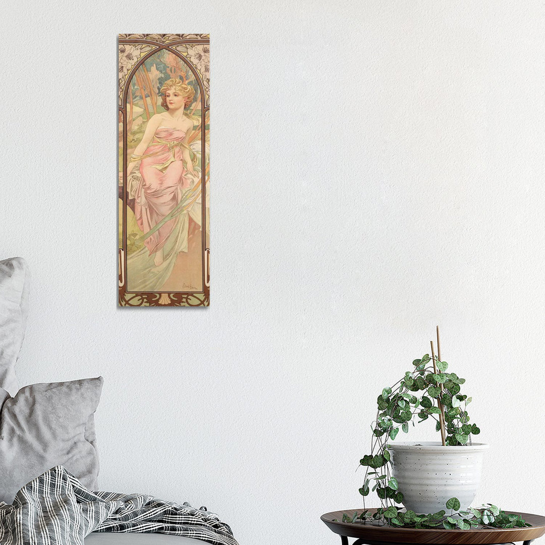 The Times Of The Day: Morning Awakening, 1899 by Alphonse Mucha - Wrapped Canvas Painting