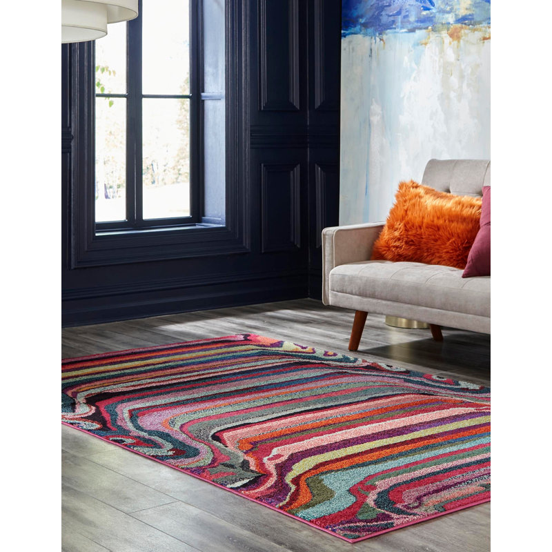 Tapis mauve / rose abstrait Jaclyn, Rectangle 9 pi x 12 pi