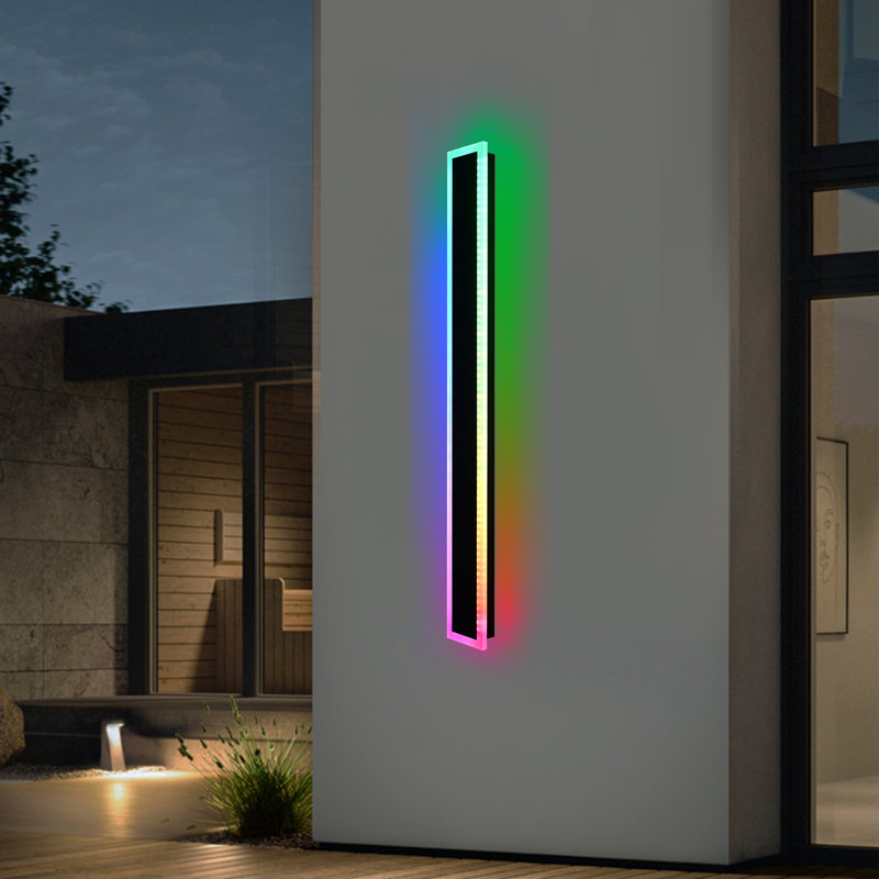 Modern Outdoor Light Fixture, Modern RGB Outdoor Wall Light 10%-100% Dimmable Long Outdoor Porch Lights Featuring Multiple Modes For Patio Entryway