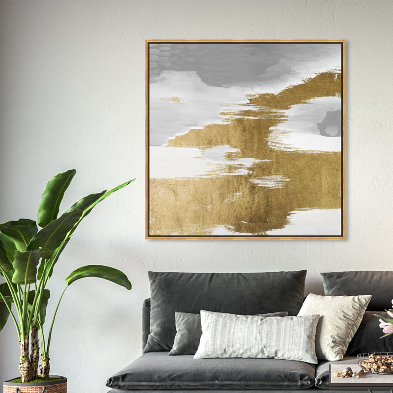 Gold Heaven - Peinture sur toile, Cadre flottant doré, H 40 po x l 40 po