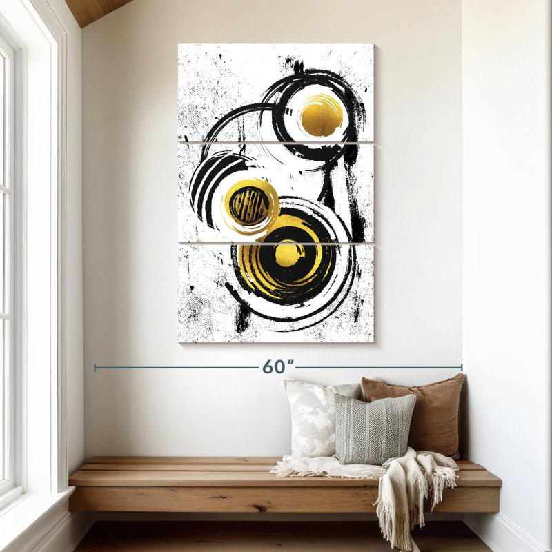 Avery, peinture abstraite dorée V, H 50 po x l 32 po