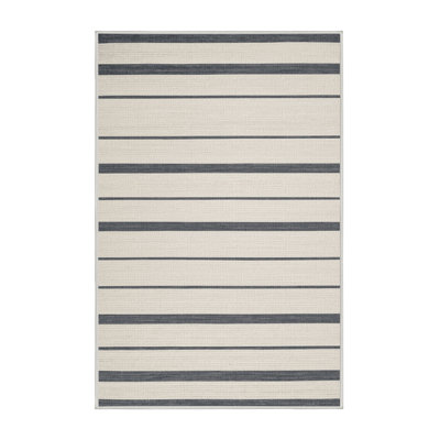  Tapis blanc lavé rayé gris clair