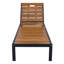 Chaise longue d'extérieur en bois d'acacia avec dossier réglable à 6 positions, finition noire et naturelle-129379615