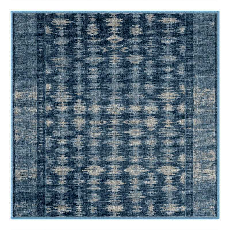 Tapis bleu lavé à la machine, Carré 5 pi